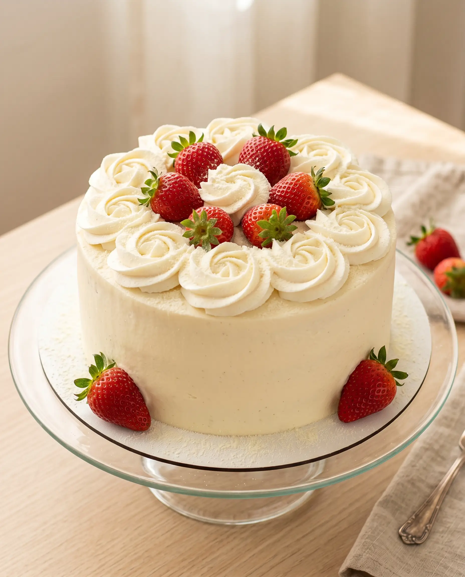Bolo de leite ninho com morango