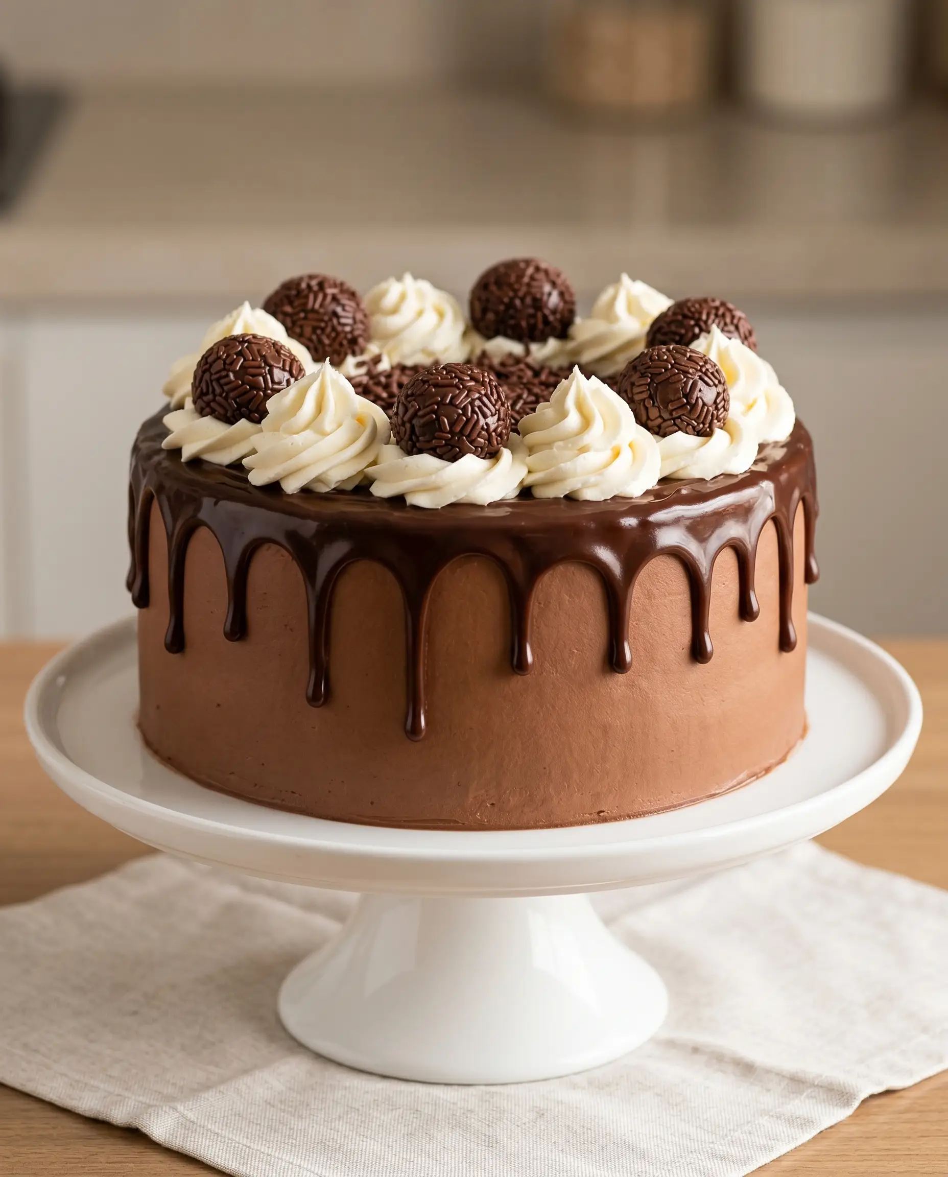Bolo trufado de chocolate ao leite com ninho